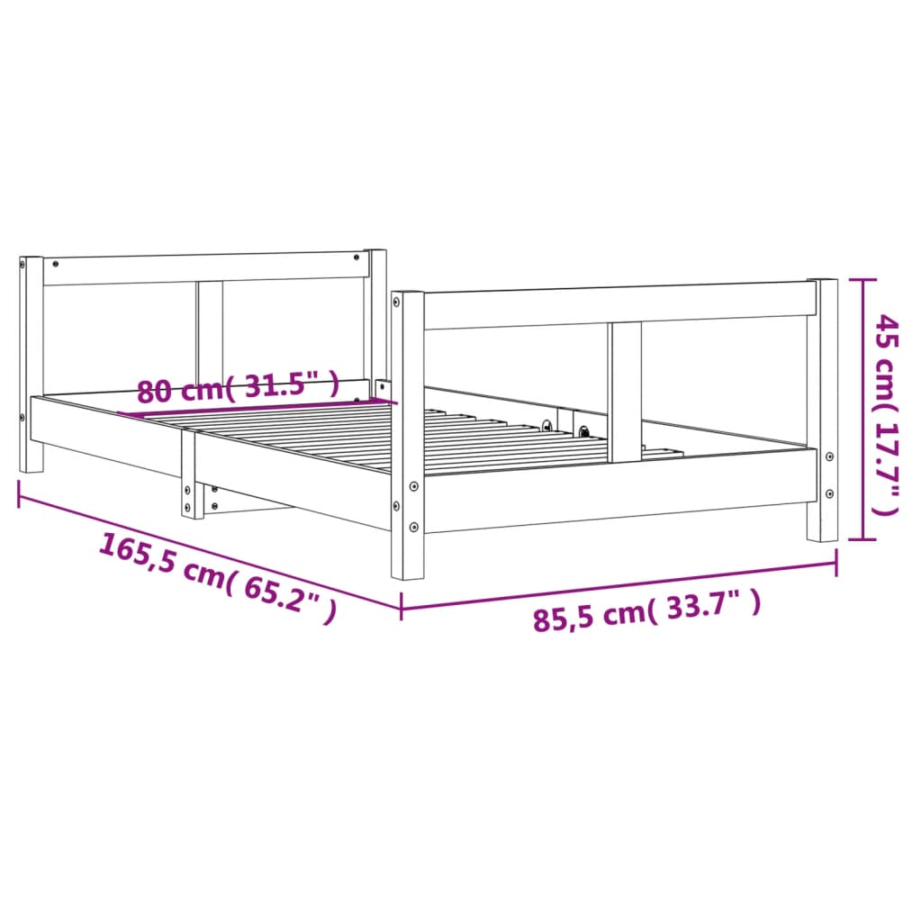 vidaXL Estructura de cama para niños madera maciza de pino 80x160 cm