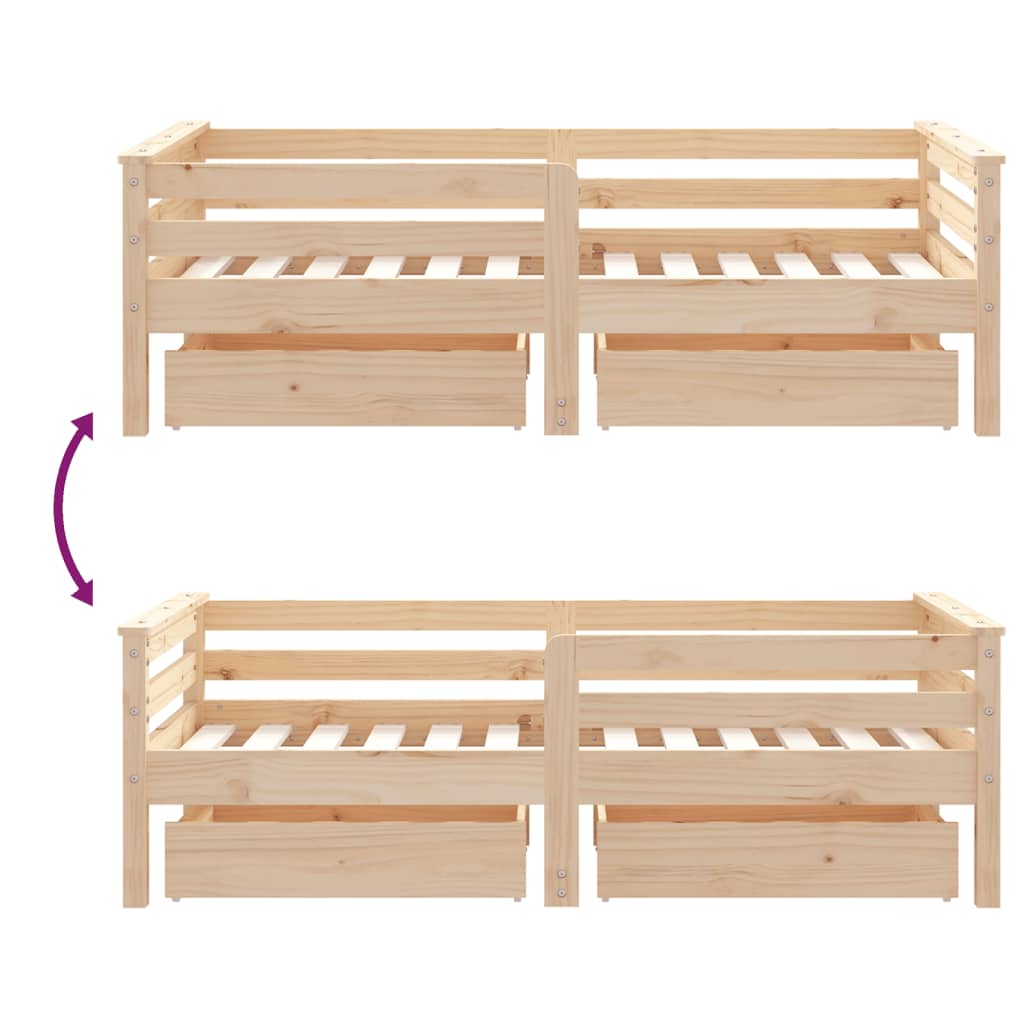 vidaXL Estructura de cama para niños con cajones madera pino 70x140 cm