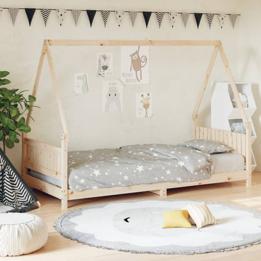 vidaXL Estructura de cama para niños madera maciza de pino 90x200 cm