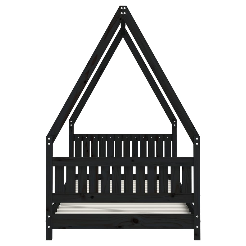 vidaXL Estructura de cama para niños madera de pino negro 90x190 cm