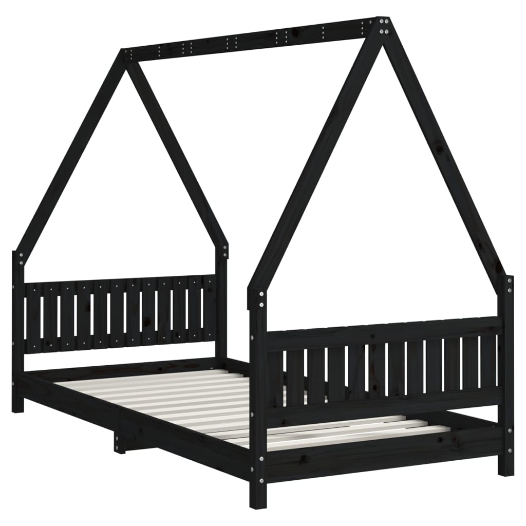 vidaXL Estructura de cama para niños madera de pino negro 90x190 cm