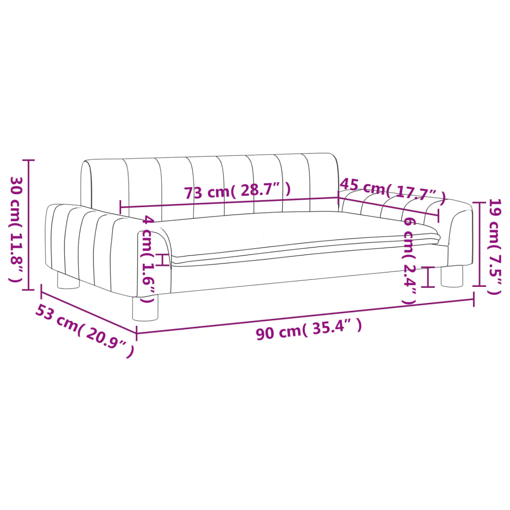 vidaXL Sofá para niños de cuero sintético negro 90x53x30 cm