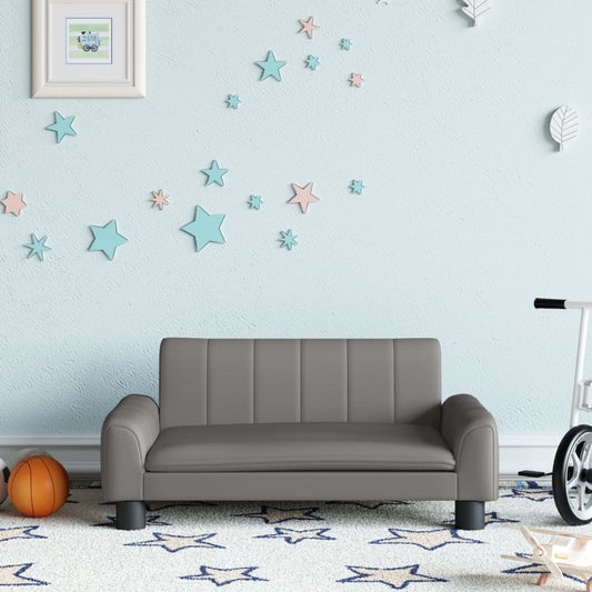 vidaXL Sofá para niños de cuero sintético gris 70x45x30 cm