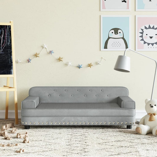 vidaXL Sofá para niños de terciopelo gris claro 90x53x30 cm