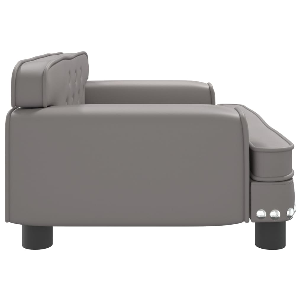 vidaXL Sofá para niños de cuero sintético gris 70x45x30 cm