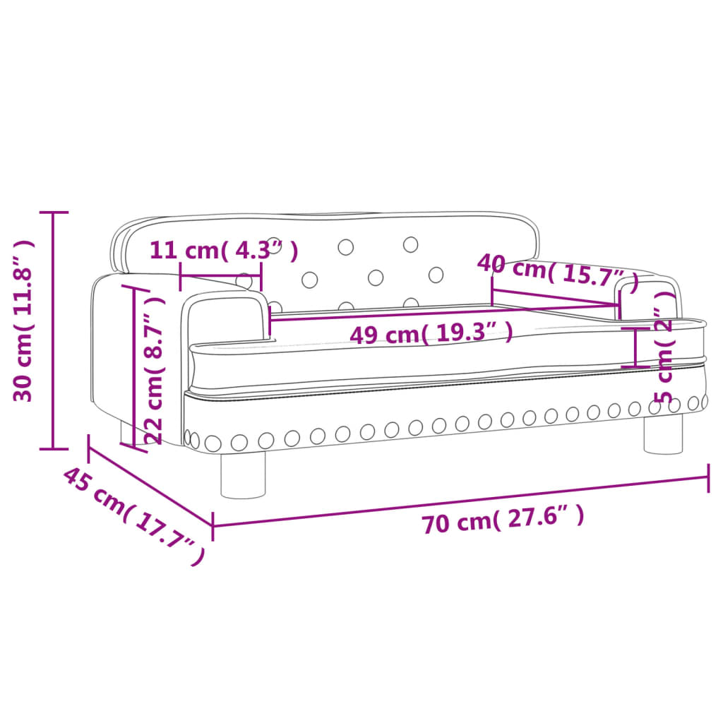 vidaXL Sofá para niños de cuero sintético gris 70x45x30 cm