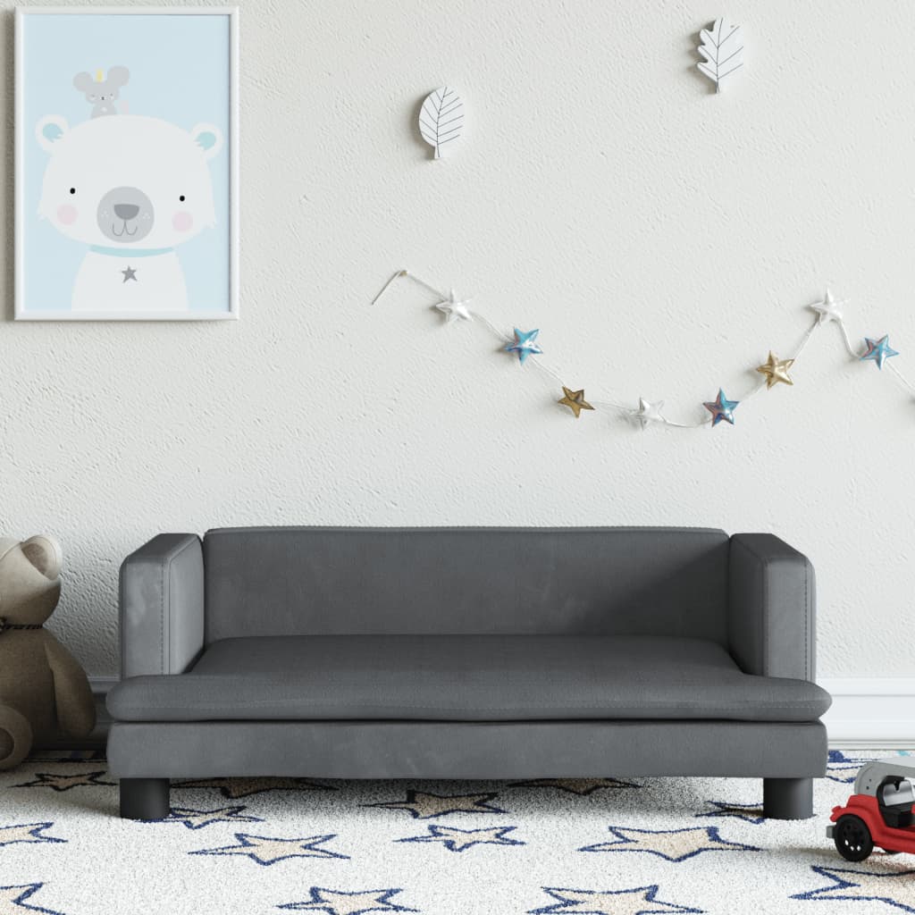 vidaXL Sofá para niños de terciopelo gris oscuro 80x45x30 cm