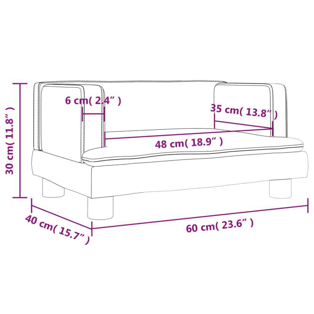 vidaXL Sofá para niños de cuero sintético crema 60x40x30 cm