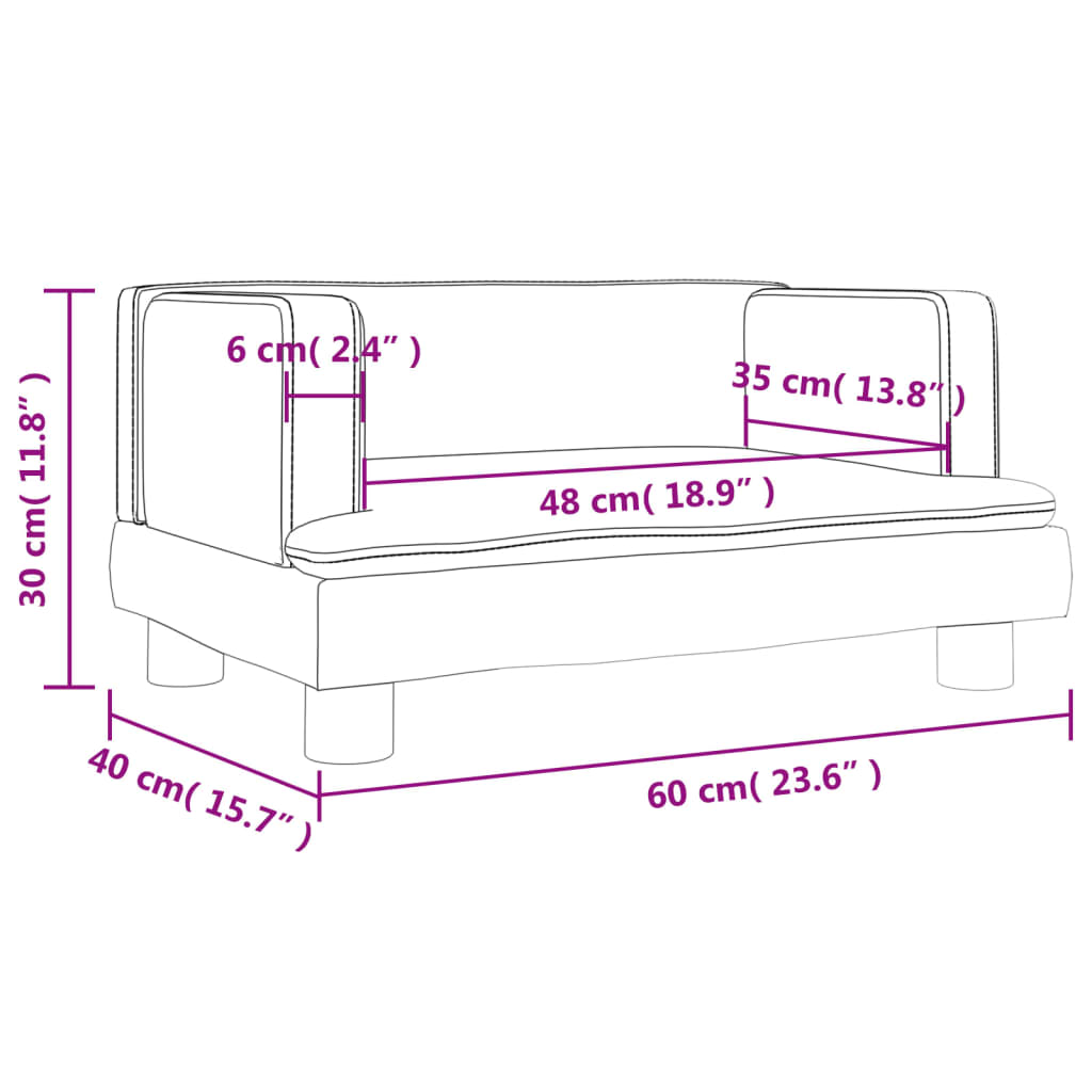 vidaXL Sofá para niños de cuero sintético gris 60x40x30 cm