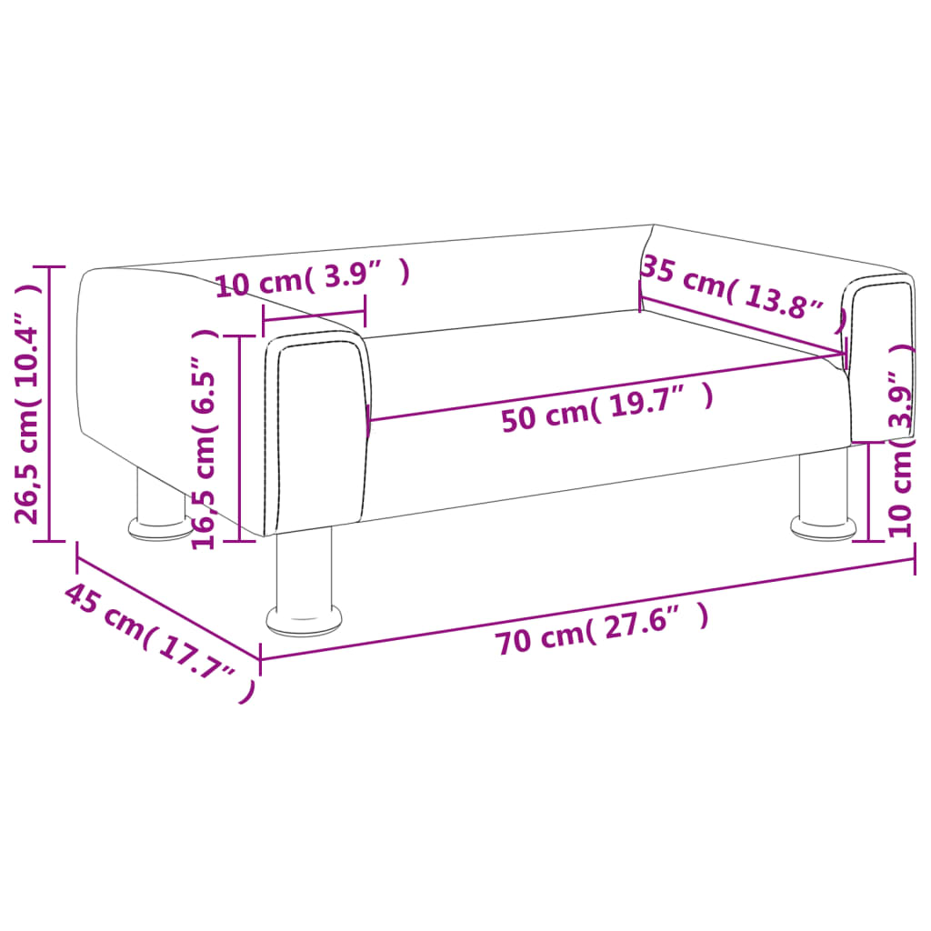 vidaXL Sofá para niños de terciopelo rosa 70x45x26,5 cm