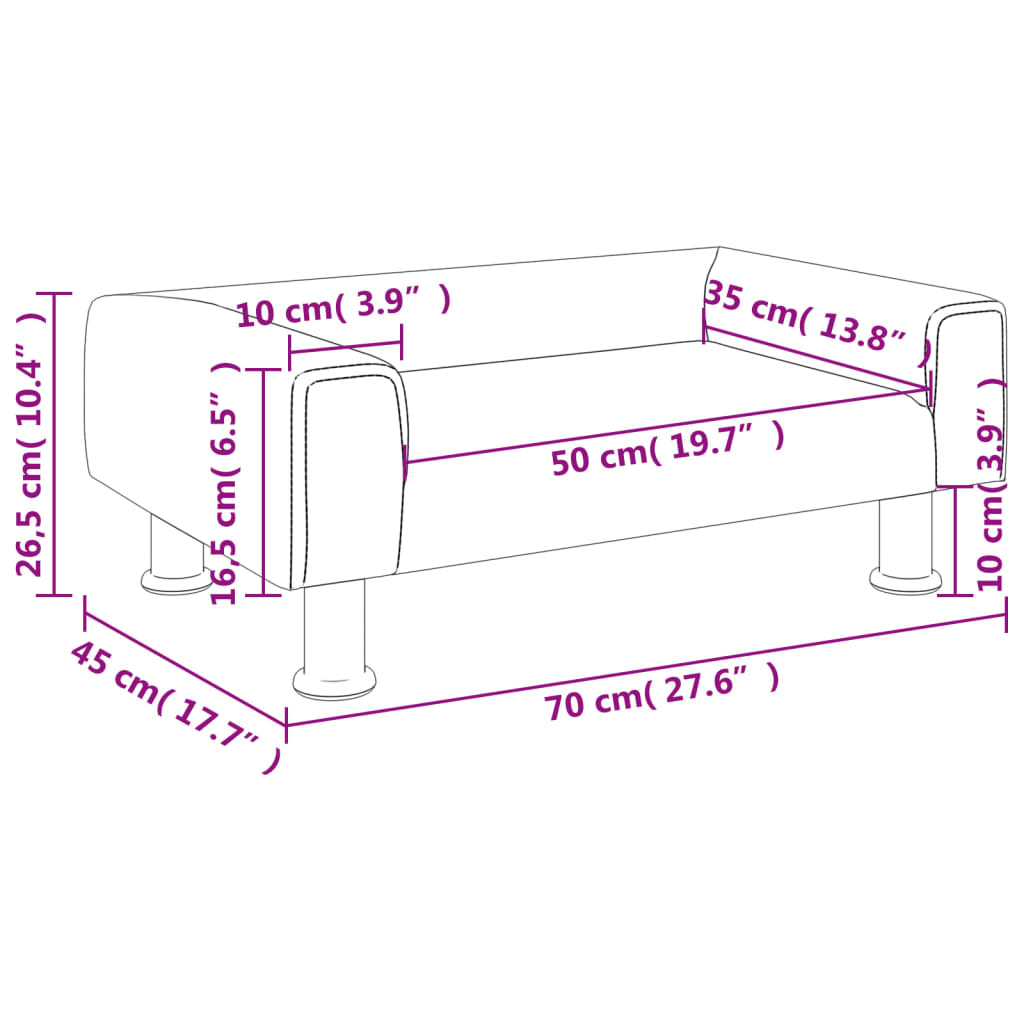 vidaXL Sofá para niños de terciopelo marrón 70x45x26,5 cm