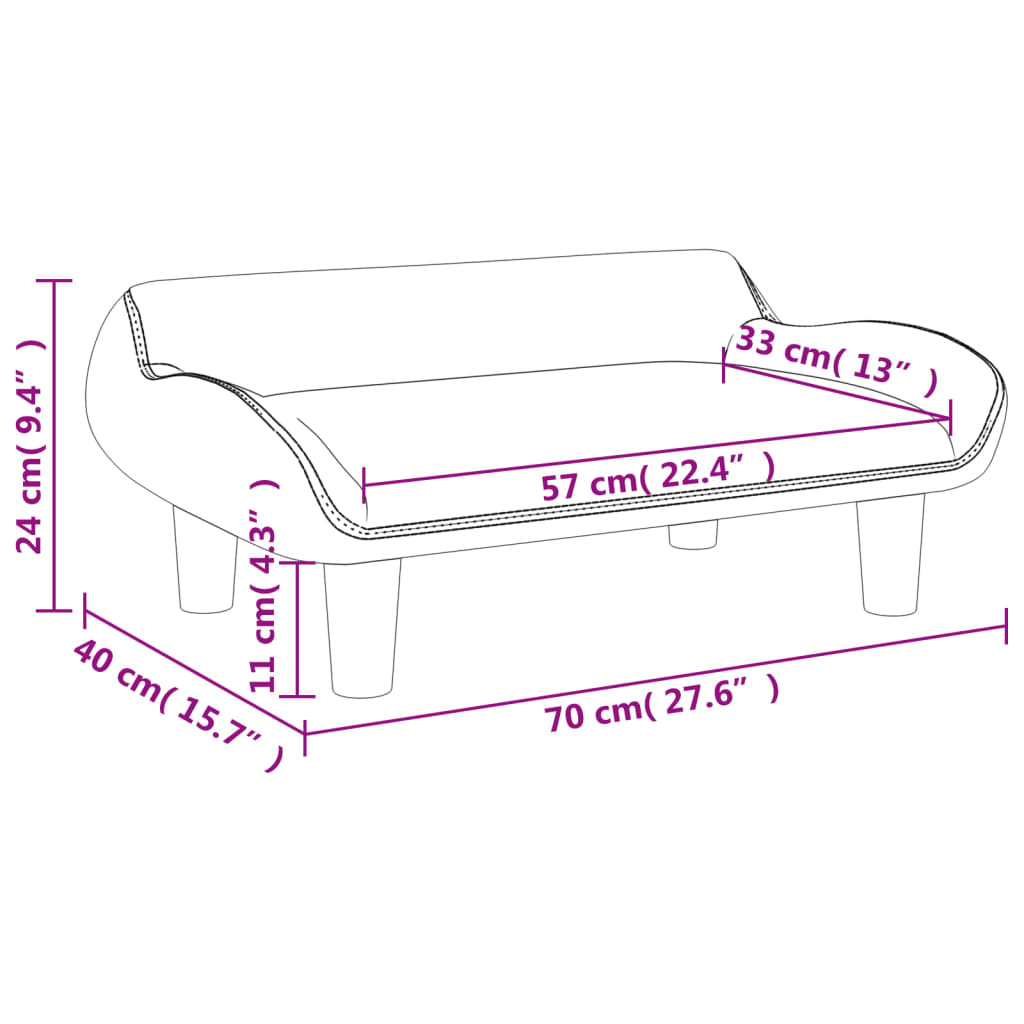 vidaXL Sofá para niños de terciopelo crema 70x40x24 cm