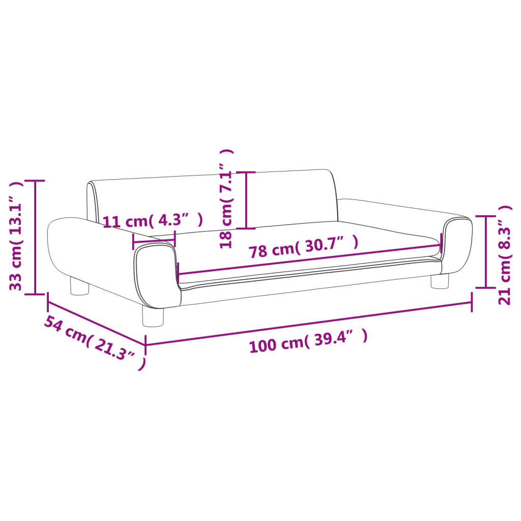 vidaXL Sofá para niños de terciopelo rosa 100x54x33 cm