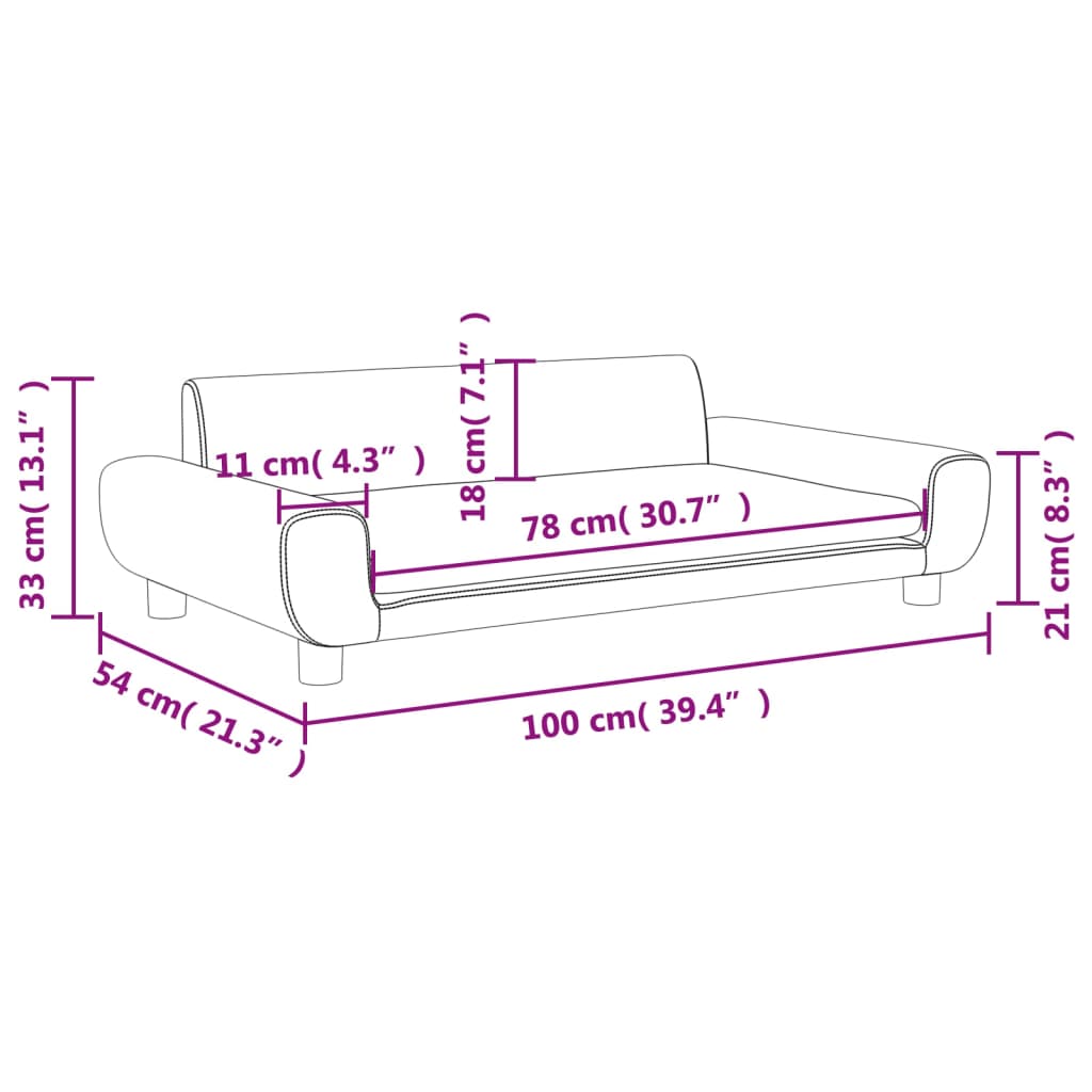 vidaXL Sofá para niños de terciopelo negro 100x54x33 cm