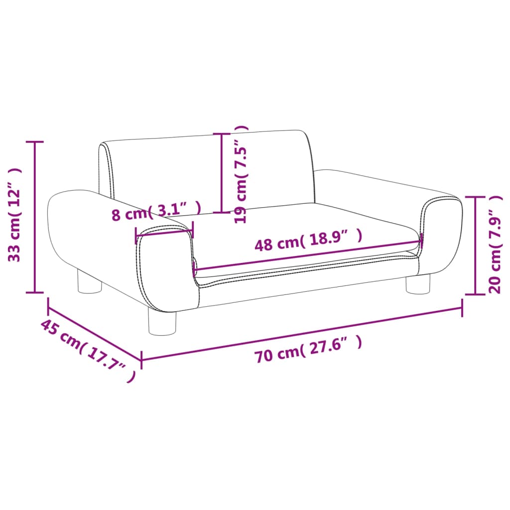 vidaXL Sofá para niños de terciopelo gris claro 70x45x33 cm