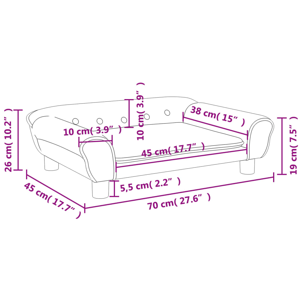 vidaXL Sofá para niños de terciopelo rosa 70x45x26 cm