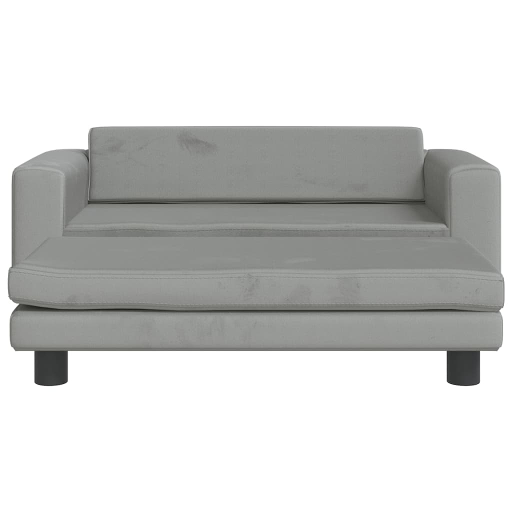 vidaXL Sofá para niños y reposapiés terciopelo gris claro 100x50x30 cm