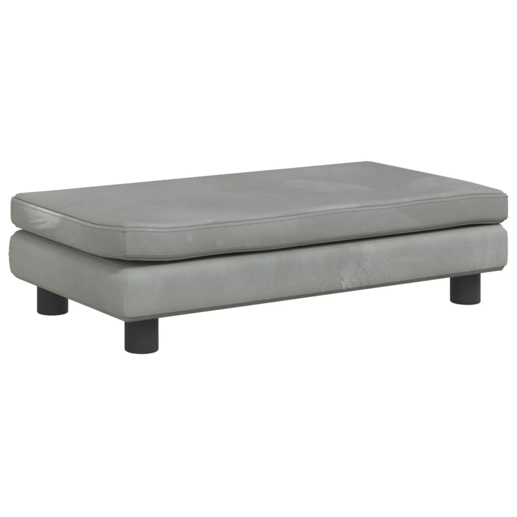 vidaXL Sofá para niños y reposapiés terciopelo gris claro 100x50x30 cm