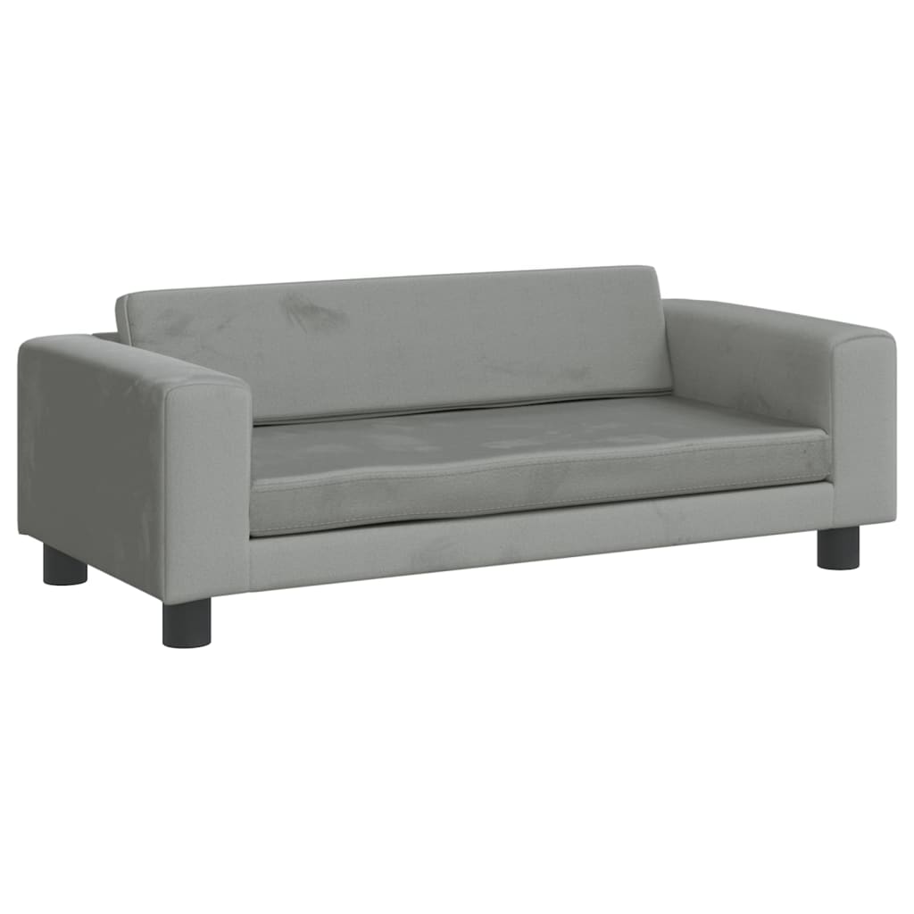 vidaXL Sofá para niños y reposapiés terciopelo gris claro 100x50x30 cm