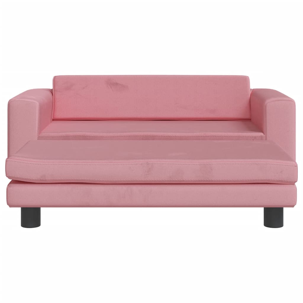 vidaXL Sofá para niños con reposapiés terciopelo rosa 100x50x30 cm