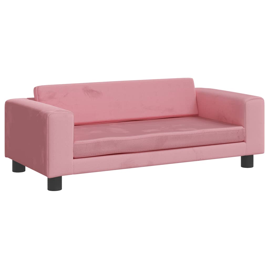 vidaXL Sofá para niños con reposapiés terciopelo rosa 100x50x30 cm