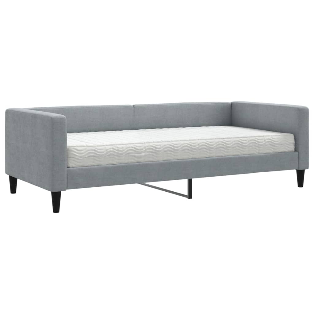 vidaXL Sofá cama con colchón tela gris claro 90x200 cm