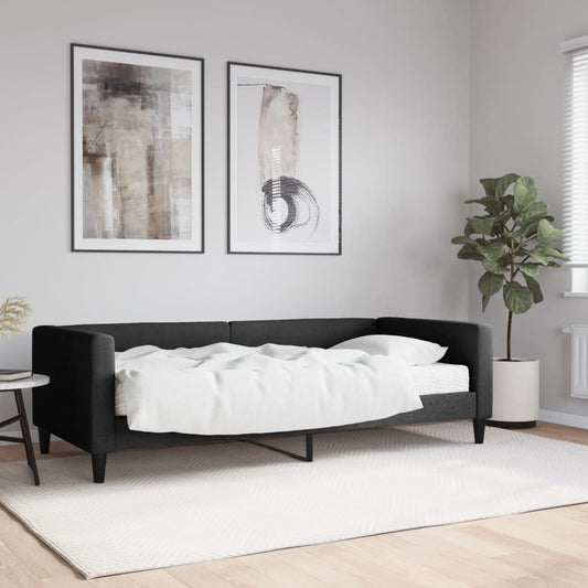 vidaXL Sofá cama con colchón tela negro 90x190 cm