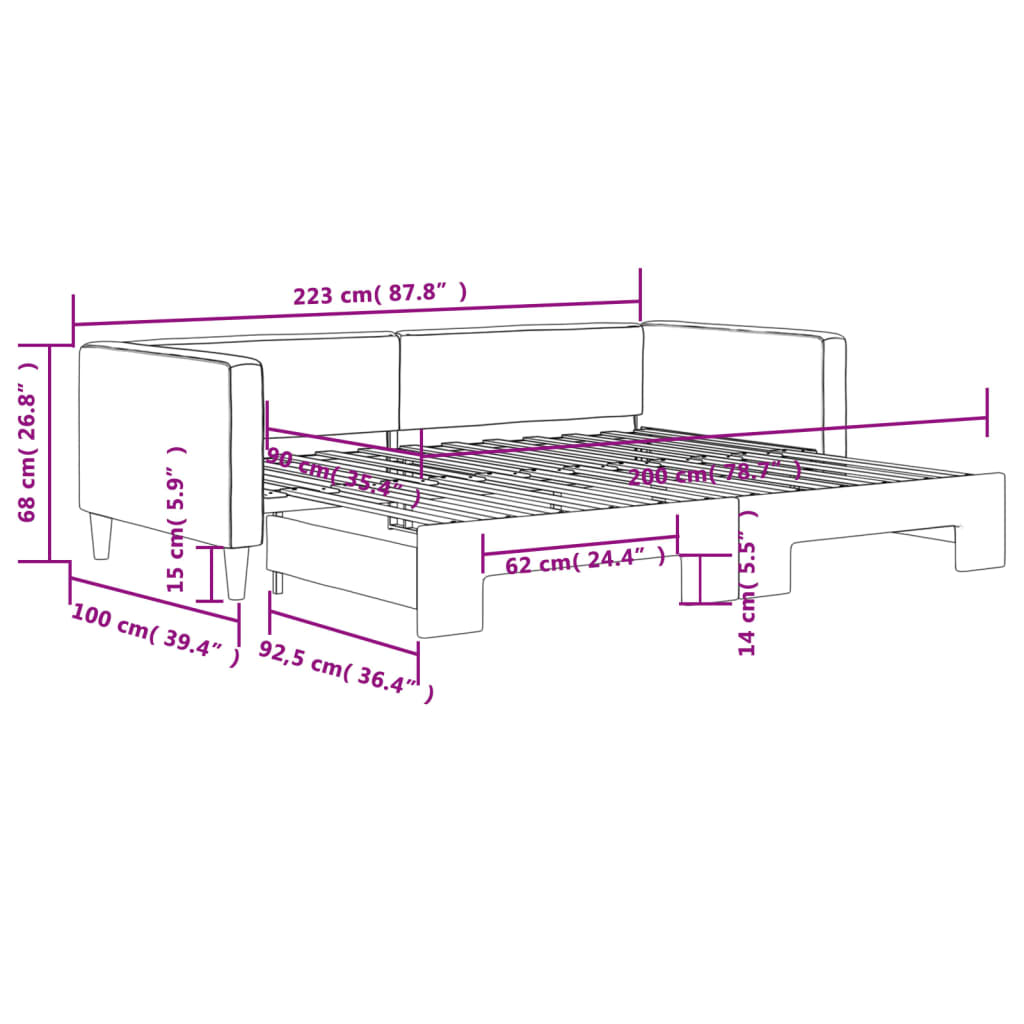 vidaXL Sofá cama nido tela gris claro 90x200 cm