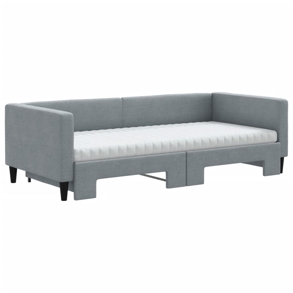 vidaXL Sofá cama nido con colchón tela gris claro 90x200 cm