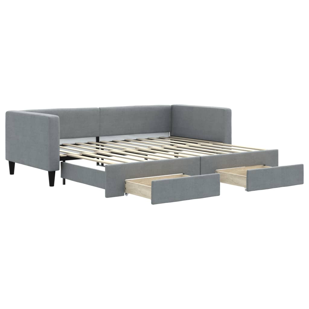 vidaXL Sofá cama nido con cajones tela gris claro 90x200 cm