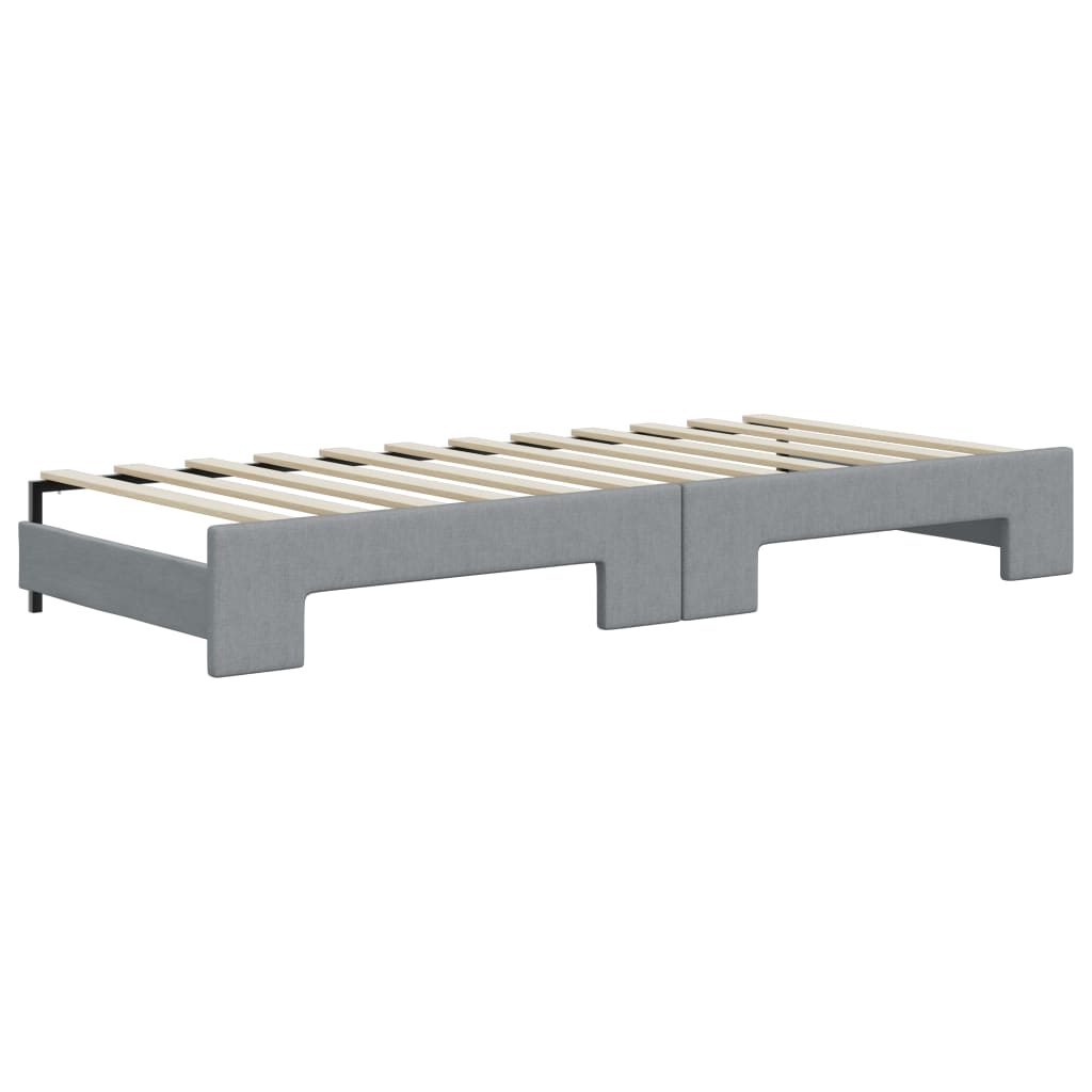 vidaXL Sofá cama nido con cajones tela gris claro 90x200 cm