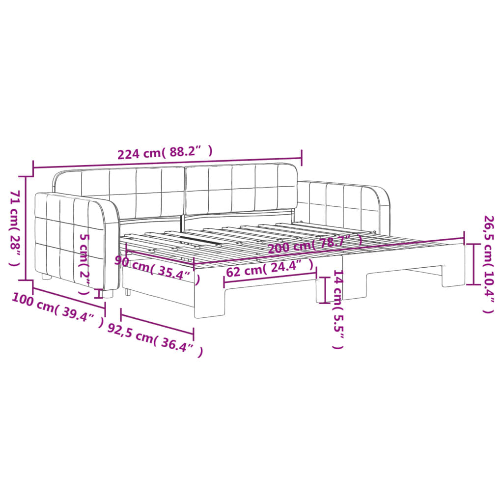 vidaXL Sofá cama nido terciopelo azul 90x200 cm