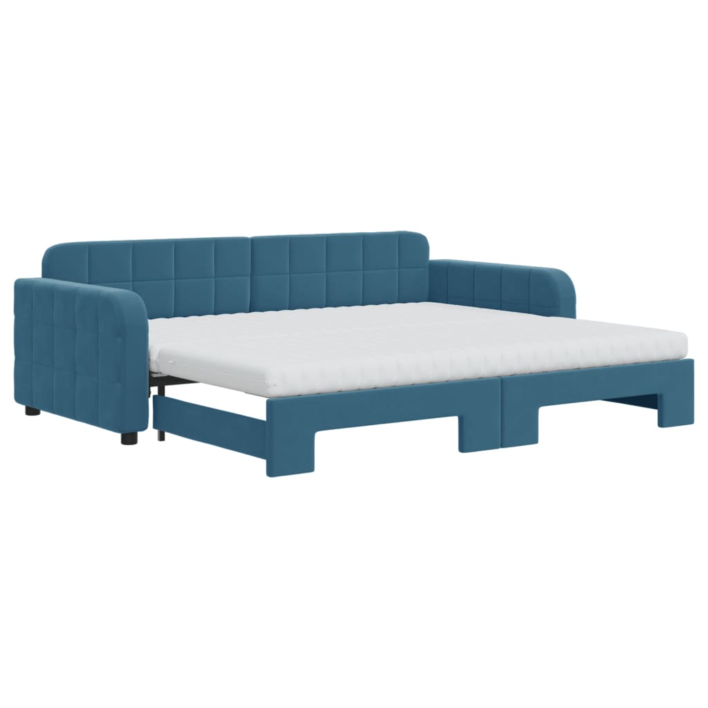 vidaXL Sofá cama nido con colchón terciopelo azul 90x200 cm