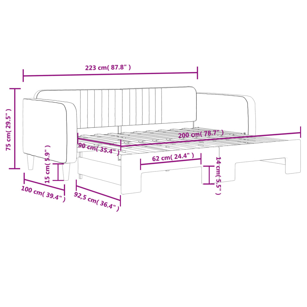 vidaXL Sofá cama nido terciopelo azul 90x200 cm