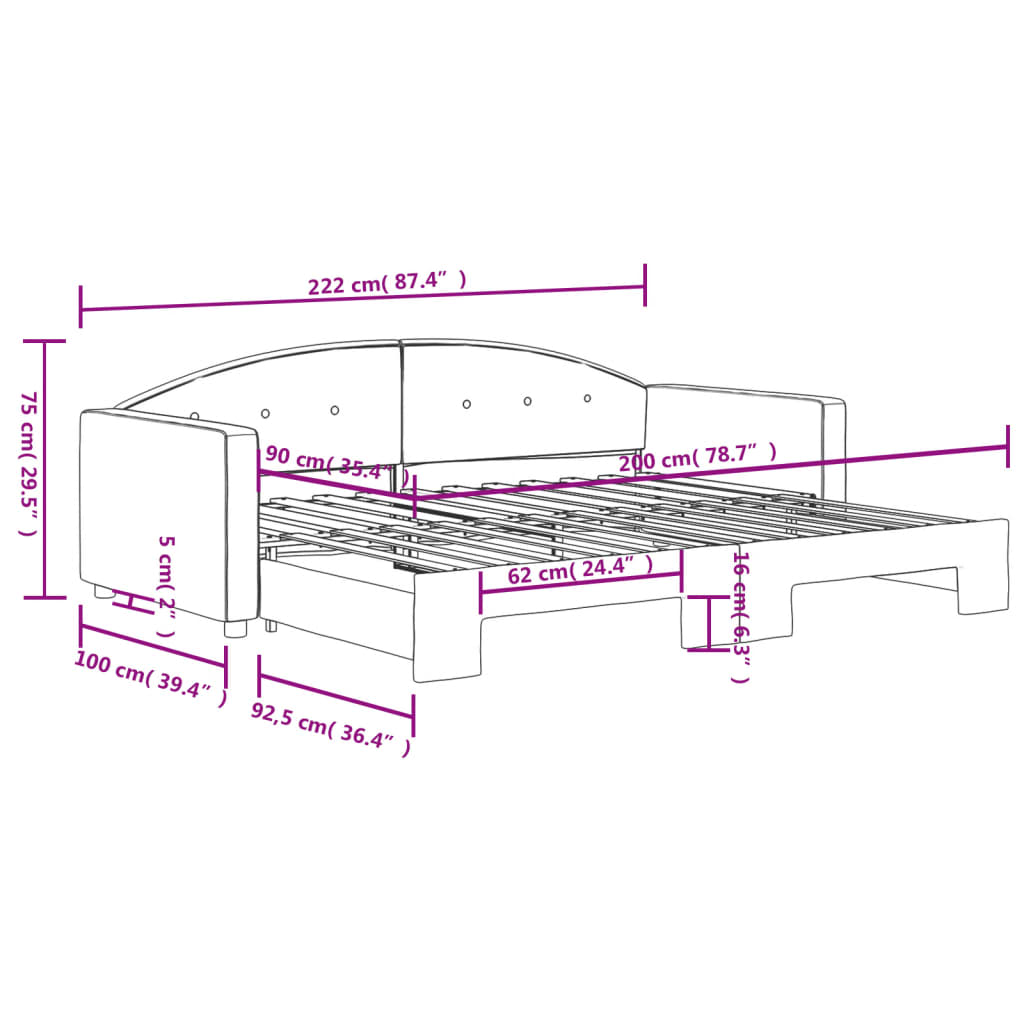 vidaXL Sofá cama nido terciopelo azul 90x200 cm