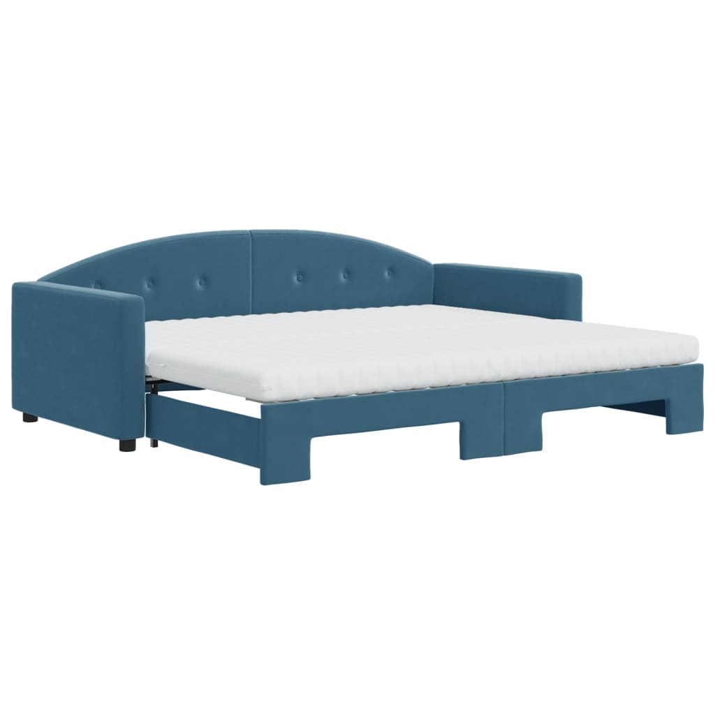 vidaXL Sofá cama nido con colchón terciopelo azul 90x200 cm