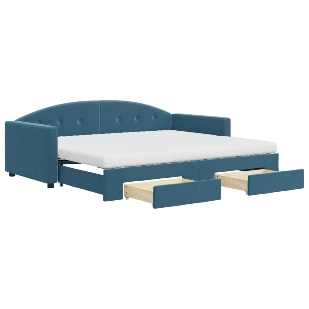 vidaXL Sofá cama nido con cajones terciopelo azul 90x200 cm