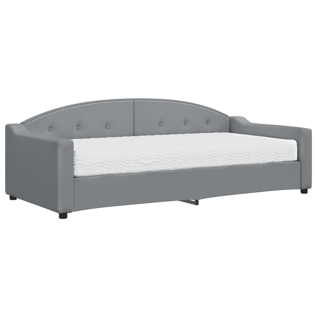 vidaXL Sofá cama con colchón tela gris claro 90x200 cm