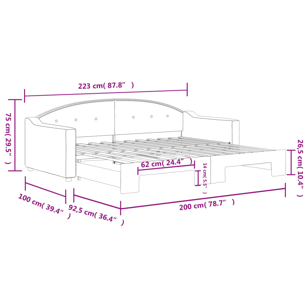 vidaXL Sofá cama nido tela gris claro 90x200 cm