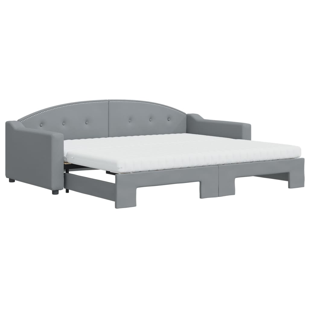 vidaXL Sofá cama nido con colchón tela gris claro 90x200 cm