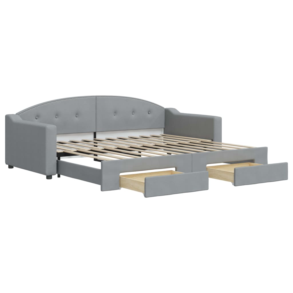 vidaXL Sofá cama nido con cajones tela gris claro 90x200 cm