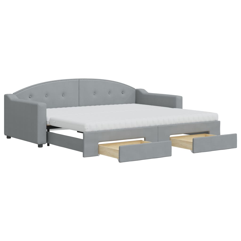 vidaXL Sofá cama nido con cajones tela gris claro 90x200 cm