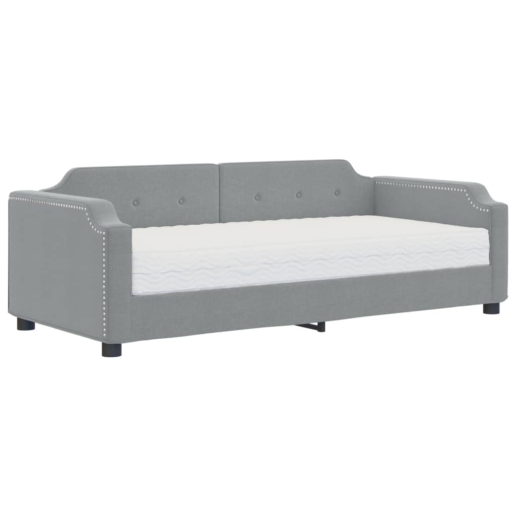 vidaXL Sofá cama con colchón tela gris claro 90x200 cm