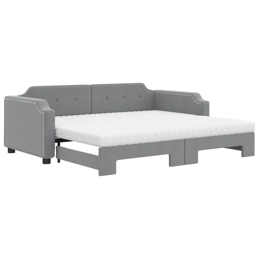 vidaXL Sofá cama nido con colchón tela gris claro 90x200 cm