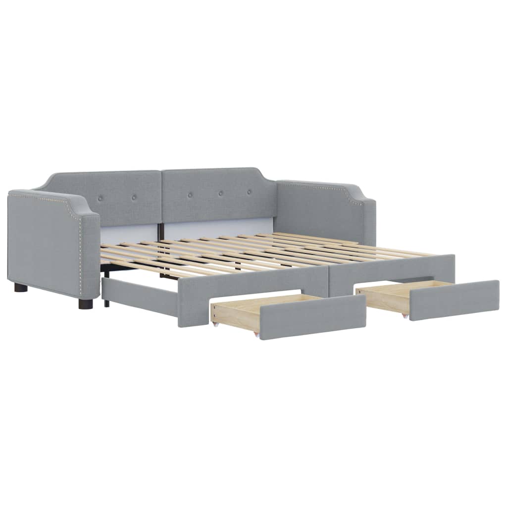 vidaXL Sofá cama nido con cajones tela gris claro 90x200 cm