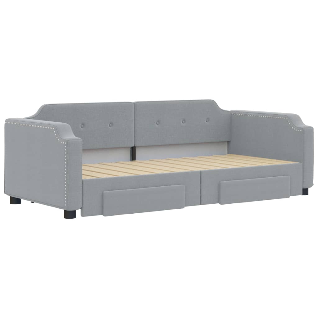 vidaXL Sofá cama nido con cajones tela gris claro 90x200 cm