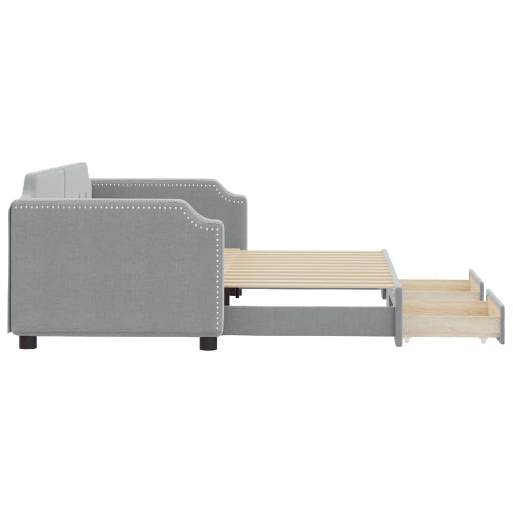 vidaXL Sofá cama nido con cajones tela gris claro 90x200 cm