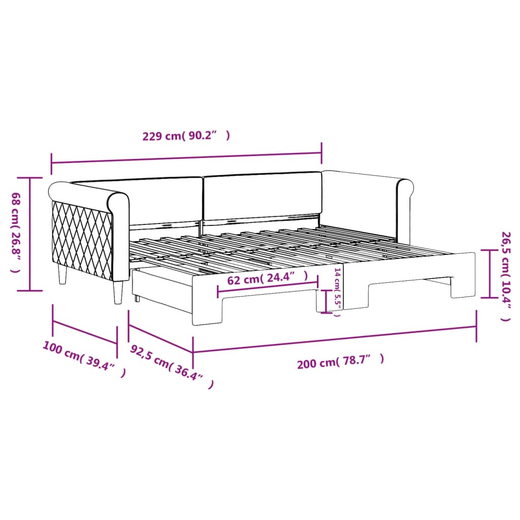 vidaXL Sofá cama nido terciopelo azul 90x200 cm