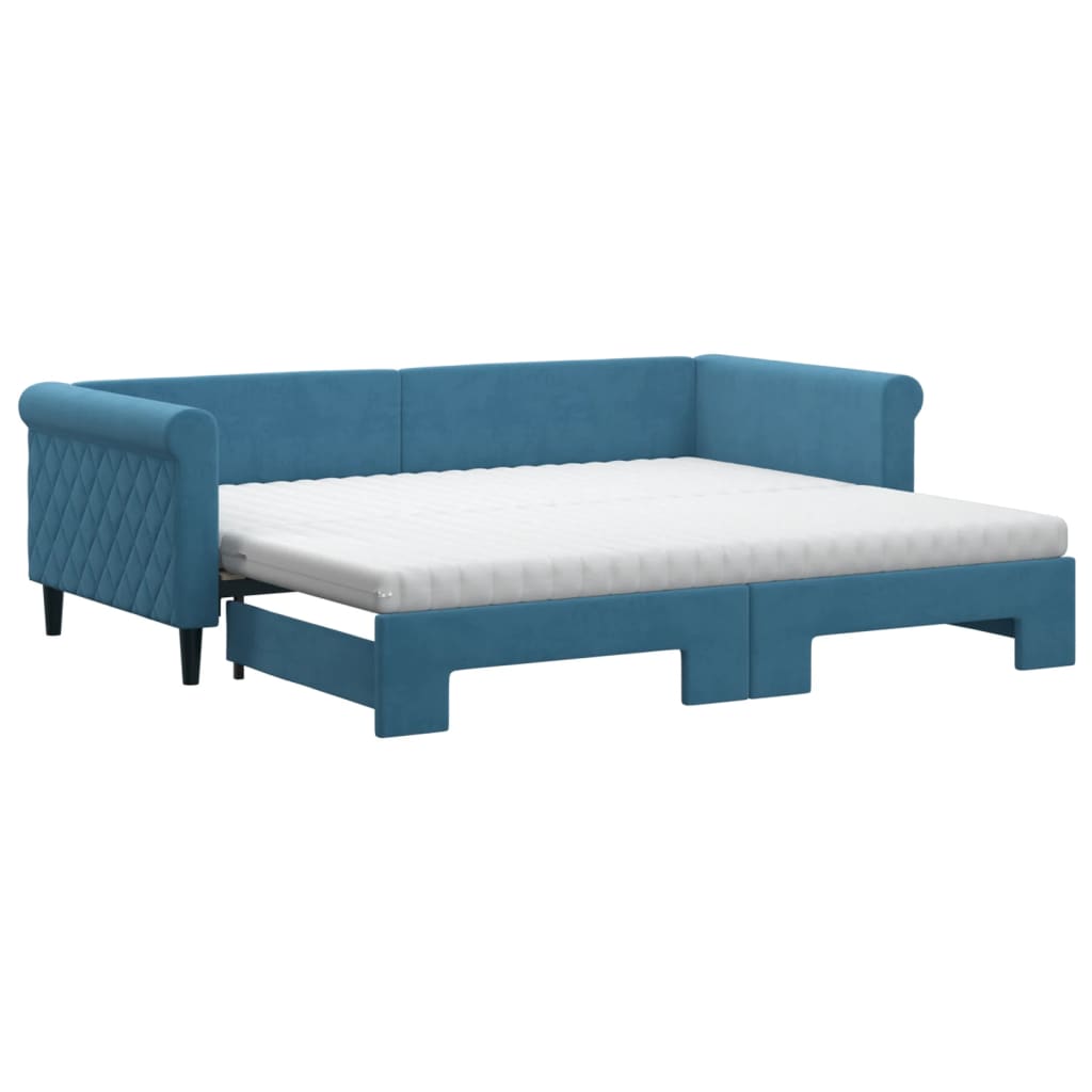 vidaXL Sofá cama nido con colchón terciopelo azul 90x200 cm