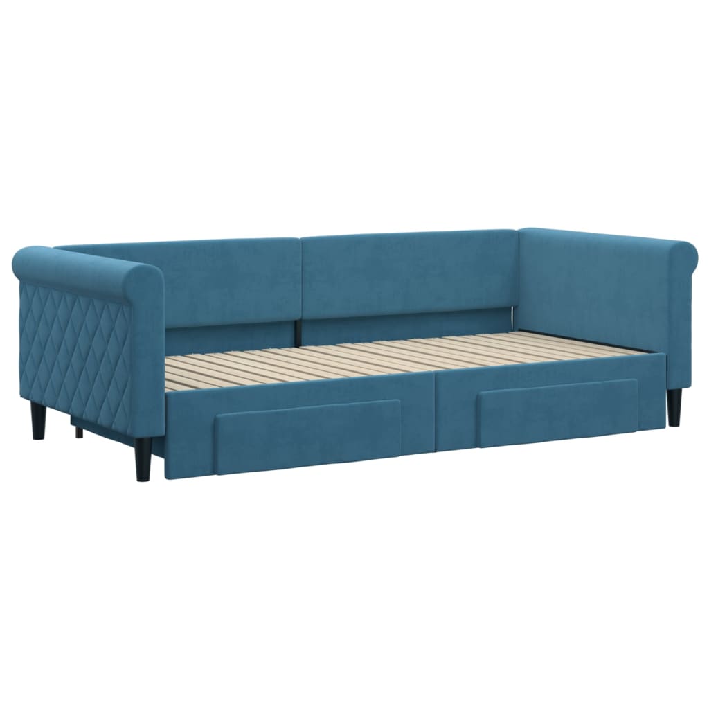 vidaXL Sofá cama nido con cajones terciopelo azul 90x200 cm